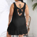 Damen lässiges Strandkleid mit Rüschensaum und Trägerdetail R&B