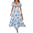 Damen Maxikleid mit voluminösen Puffärmeln und romantischem Schnitt R&B
