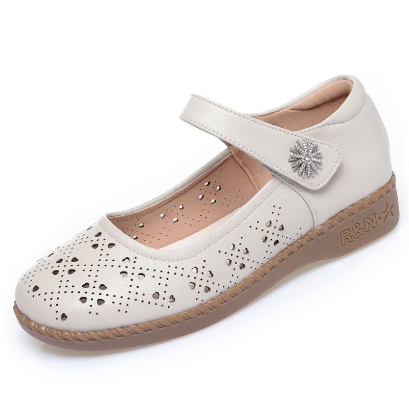 Damen Ballerinas mit verstellbarem Riemen und modischem Lochmuster R&B