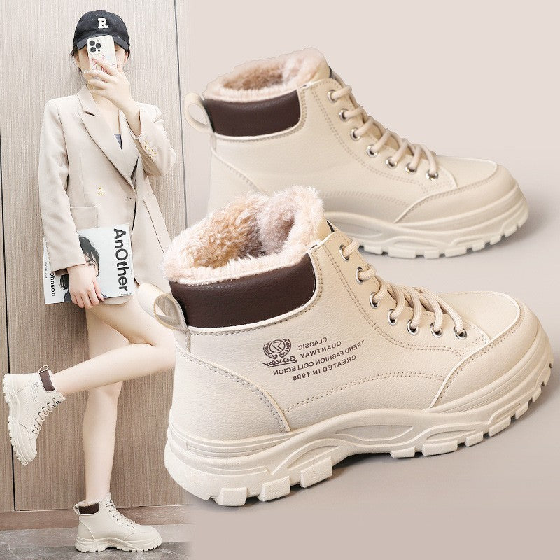 Damen Winterliche High-Top Stiefel mit warmem Fleece-Futter und rutschfester Sohle R&B
