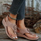 Damen modische Zehentrenner-Sandalen mit floralem Design und rutschfester Sohle R&B