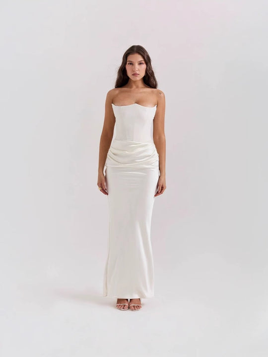 Damen Figurumspielendes Maxikleid mit raffinierter Raffung R&B