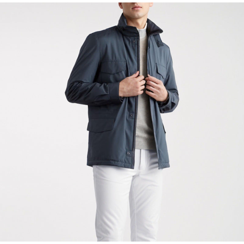 Herren modische Trekkingjacke aus wasserabweisendem Material mit praktischen Taschen R&B