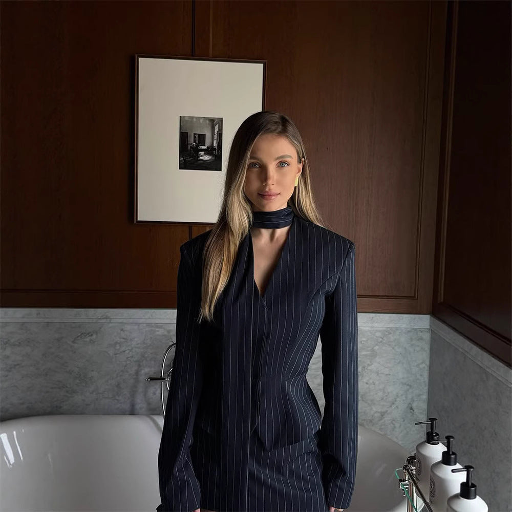 Damen eleganter Blazer mit schickem Bindegürtel R&B