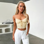 Damen verspieltes Crop-Top mit BindR&Band und gerafftem Design R&B