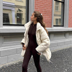 Oversized Daunenjacke Damen mit Taschen und Gürtel