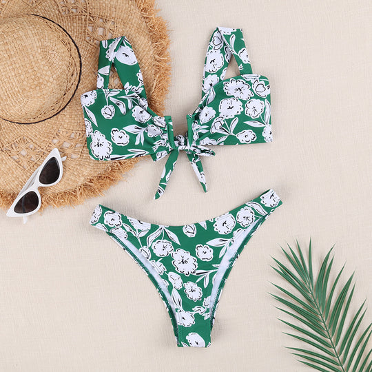 Damen Bikini-Set mit verspieltem Knotendesign und floralem Print R&B