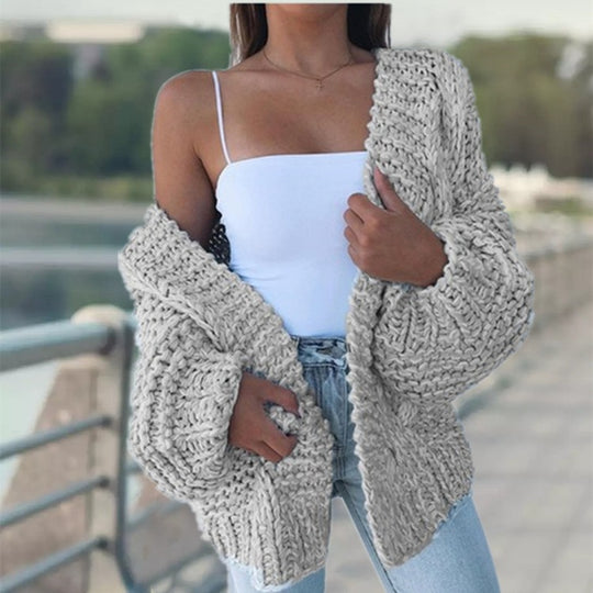 Damen Grobstrickjacke mit lässigem Schnitt und tiefen Taschen R&B