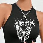 Damen Crop-Top mit einzigartigem Design und modischem Schriftzug R&B