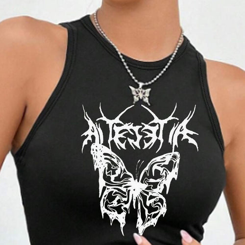 Damen Crop-Top mit einzigartigem Design und modischem Schriftzug R&B