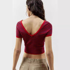 Damen figurbetontes Crop-Top mit Schnürdetails R&B