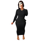 Damen Figurbetontes Rippkleid mit langem Arm und eleganter Silhouette R&B