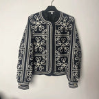 Damen gestepptes Oberteil mit floralem Design und eleganter Knopfleiste R&B