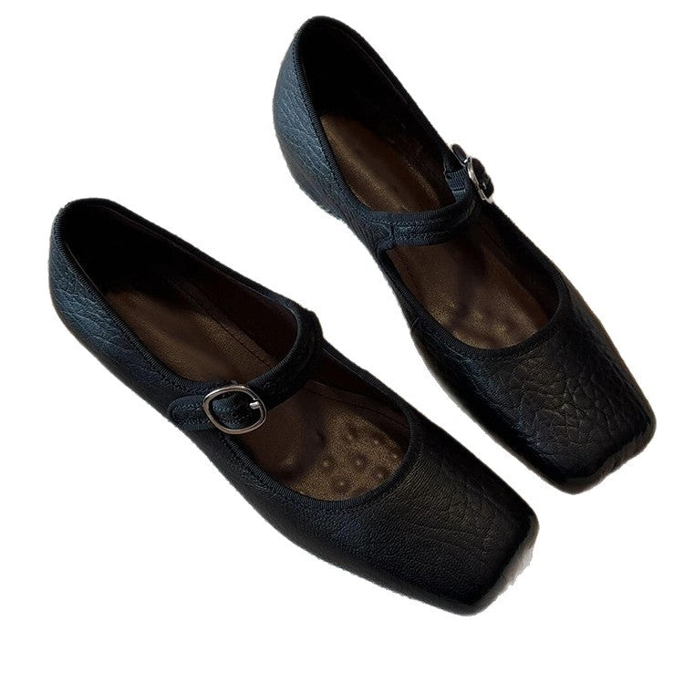 Damen Ballerinas mit einzigartigem Quadratzehen-Design und verstellbarem Riemen R&B