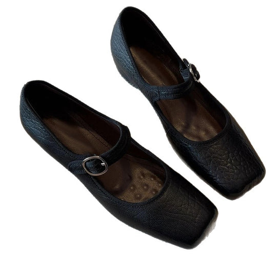 Damen Ballerinas mit einzigartigem Quadratzehen-Design und verstellbarem Riemen R&B