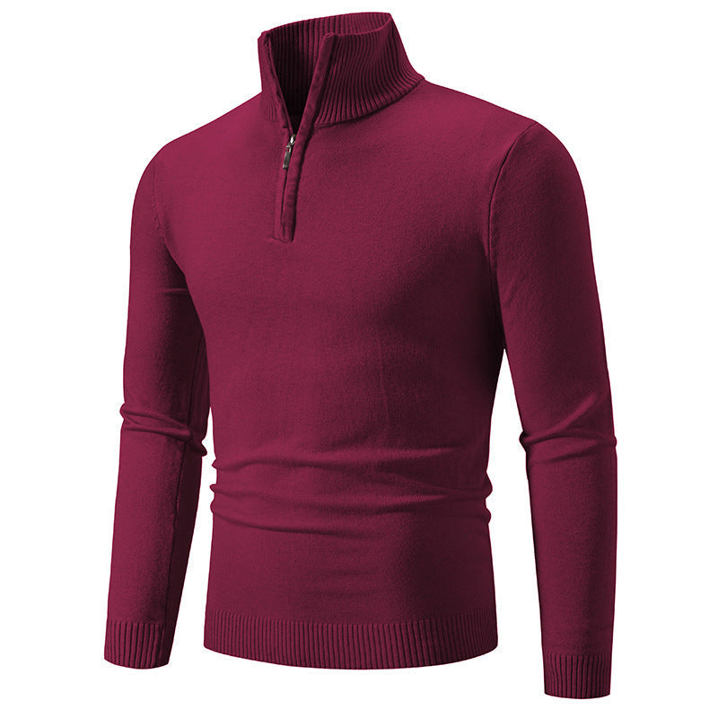 Herren modischer Rollkragenpullover mit Zipper und feiner Strickstruktur R&B