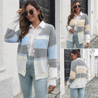 Damen Strickjacke mit modernem Farbblock-Design R&B