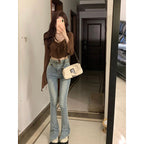 Damen Cropped-Top mit raffiniertem Knoten und weitem Arm