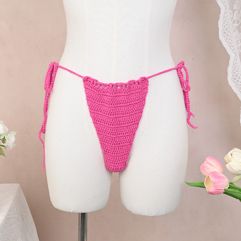 Damen Häkel-Bikini-Oberteil mit floralen Akzenten und verstellbaren Trägern R&B