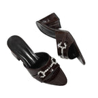 Damen Glamouröse Mules mit verzierter Riemen und Blockabsatz R&B