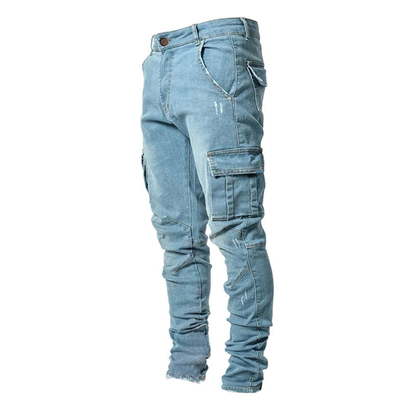 Herren Cargo-Jeans mit befestigten Taschen und lässigem Schnitt R&B