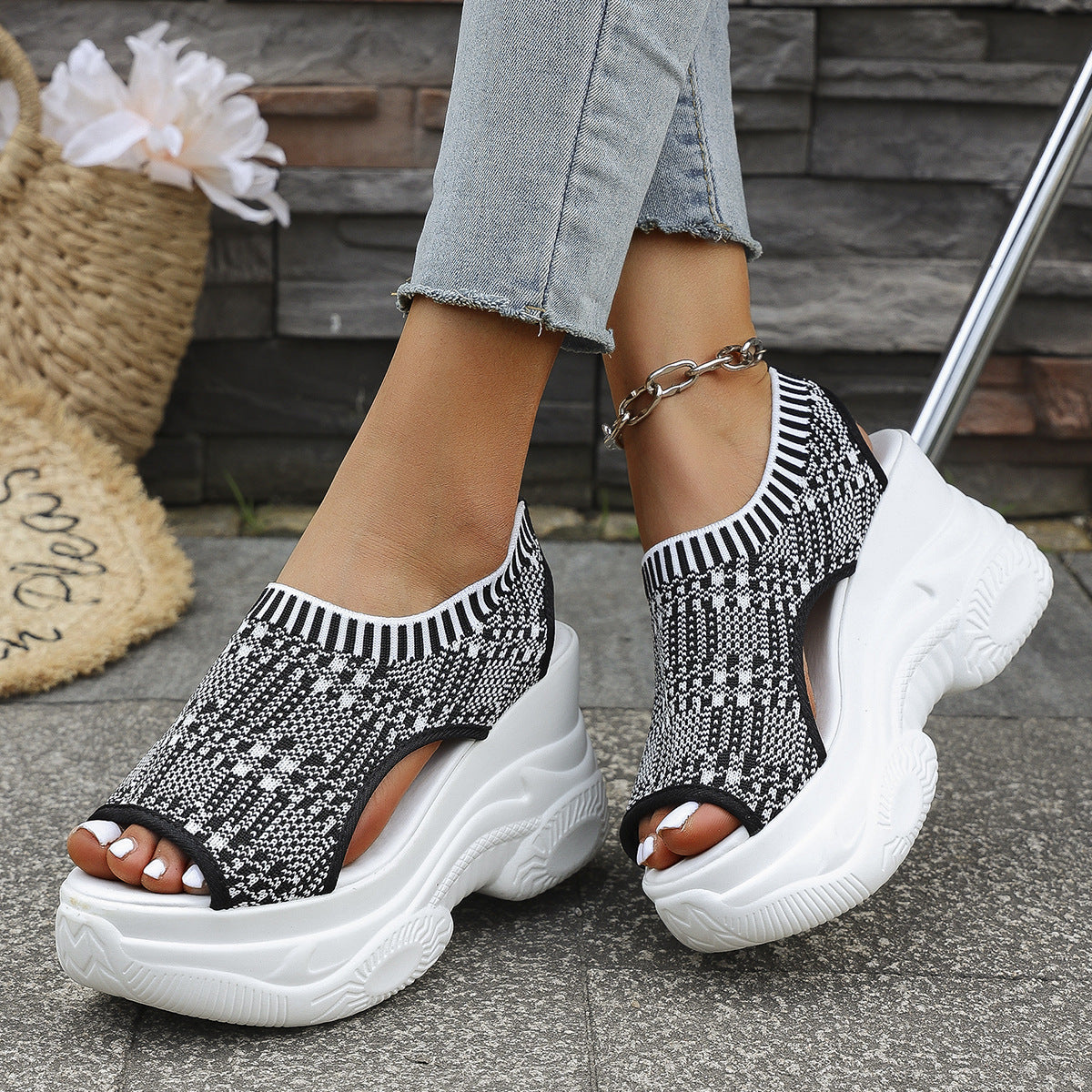 Damen Wedge-Sneaker mit schnittigem Design und atmungsaktivem Obermaterial R&B