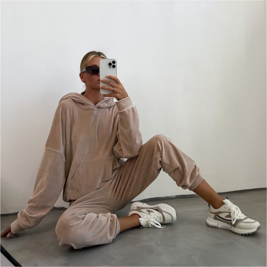 Damen Kuscheliges Hoodie und Jogginghose Set R&B