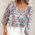 Damen Bluse mit Rüschen und floralem Muster