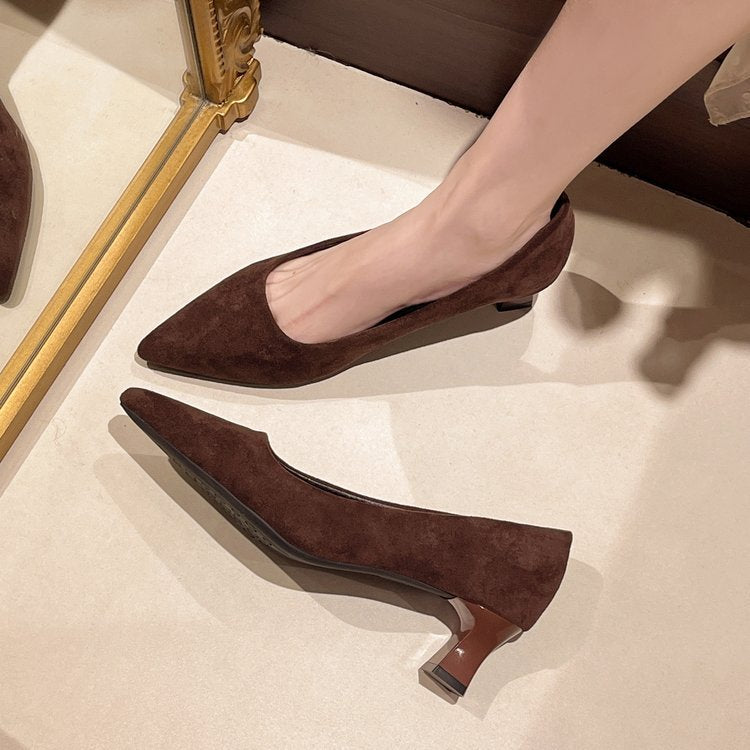 Damen elegante Spitzenpumps mit Komfort-Blockabsatz R&B