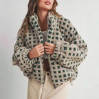 Damen kuschelige Fleecejacke im modernen Karodesign R&B
