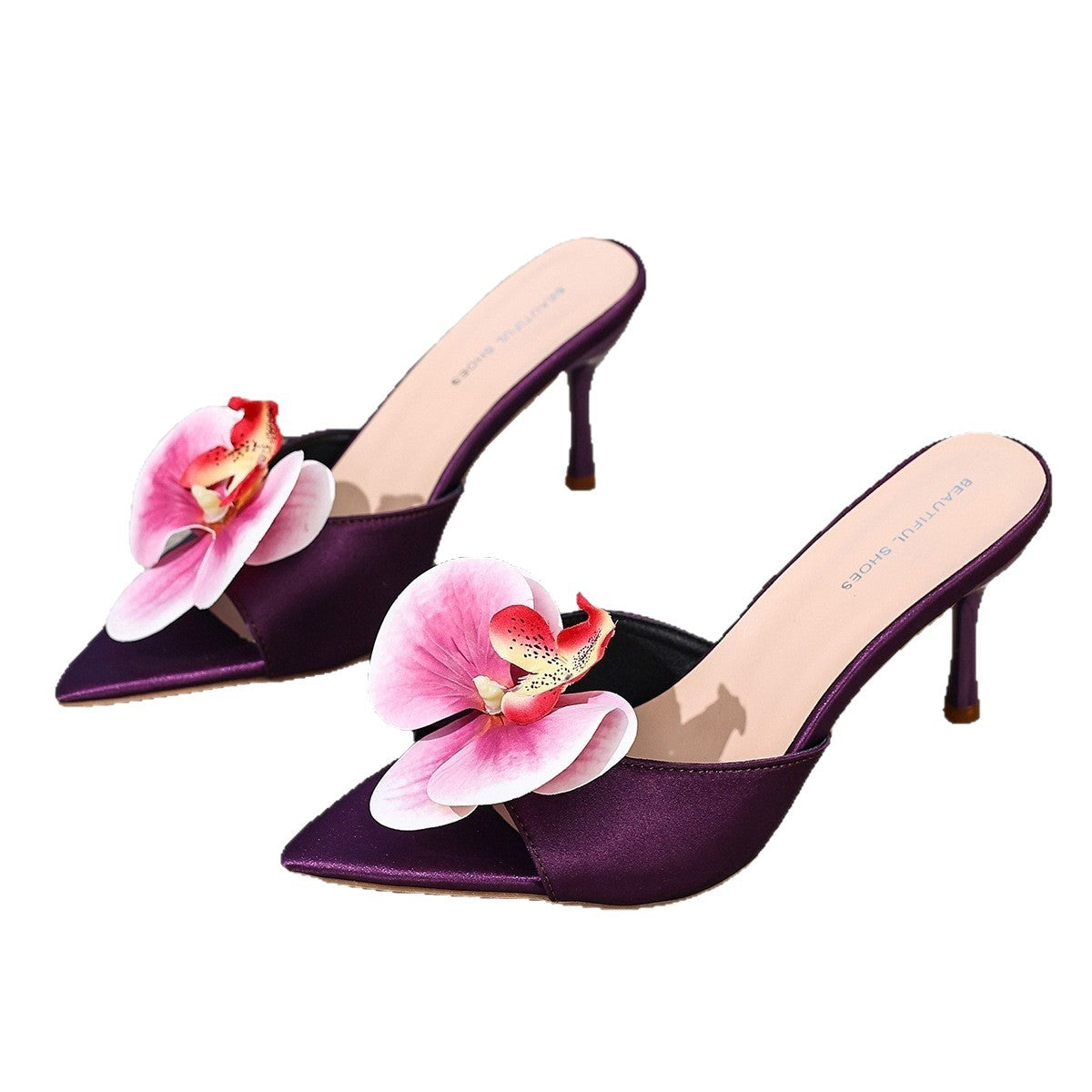 Damen Slingback Sandalen mit floralem Design und modischem Absatz