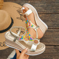 Damen Wedge-Sandalen mit buntem Dekor und rutschfester Sohle R&B