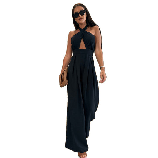 Damen Halter Neck Cutout Jumpsuit R&B