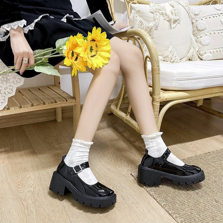 Damen Mary Jane Schuhe mit robustem Plateau und modischem Riemchen R&B