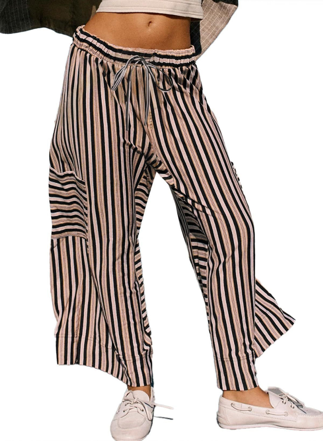 Damen gestreifte Weitbein-Hosen R&B