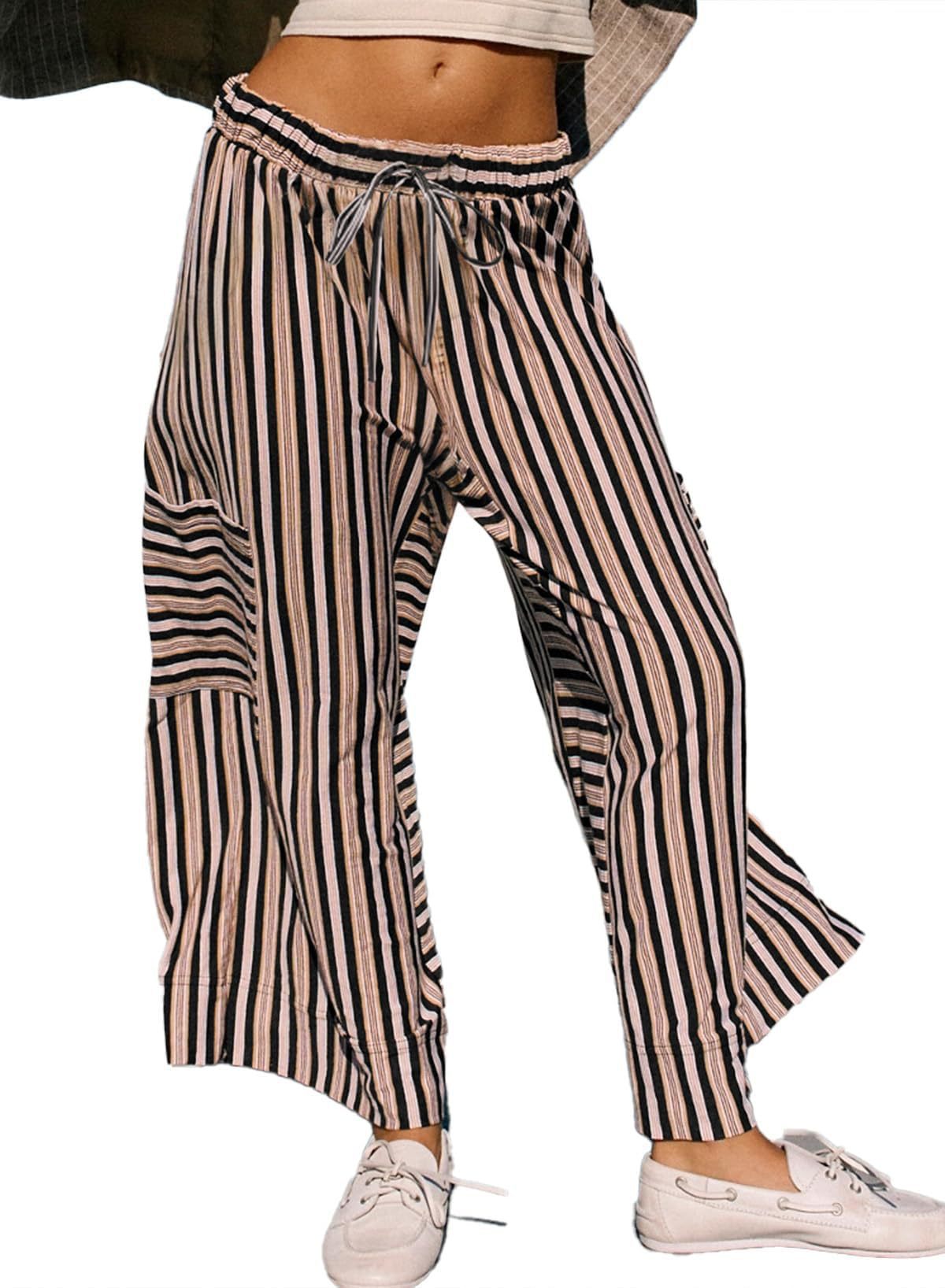 Damen gestreifte Weitbein-Hosen R&B