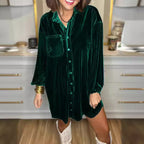 Damen Velours Hemdkleid R&B