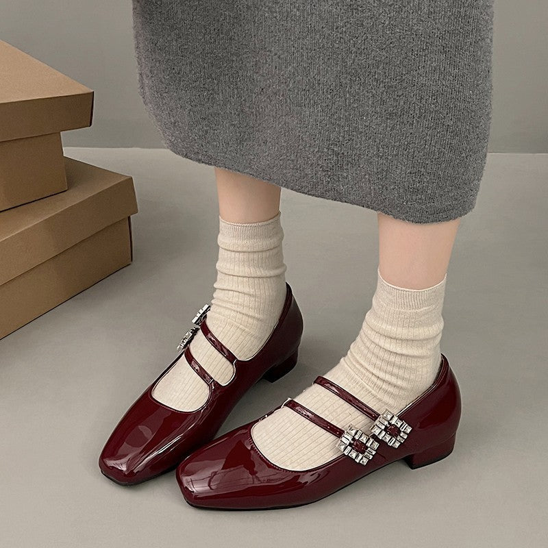 Damen Ballerinas mit dekorativen Riemchen und modischem Glanz R&B
