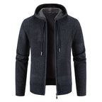 Herren Strickjacke mit Kapuze und modernen Strukturelementen R&B