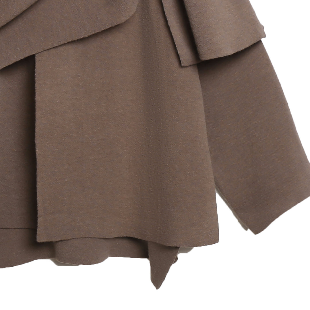 Damen gemütlicher Strickponcho mit raffinierten Drapierungen R&B