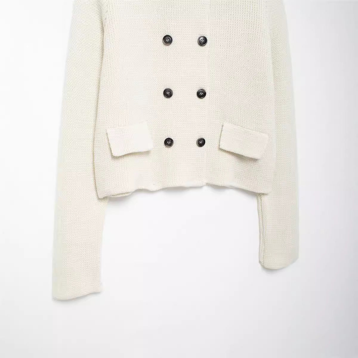 Damen Strickjacke mit doppelter Knopfreihe und praktischen Taschen R&B