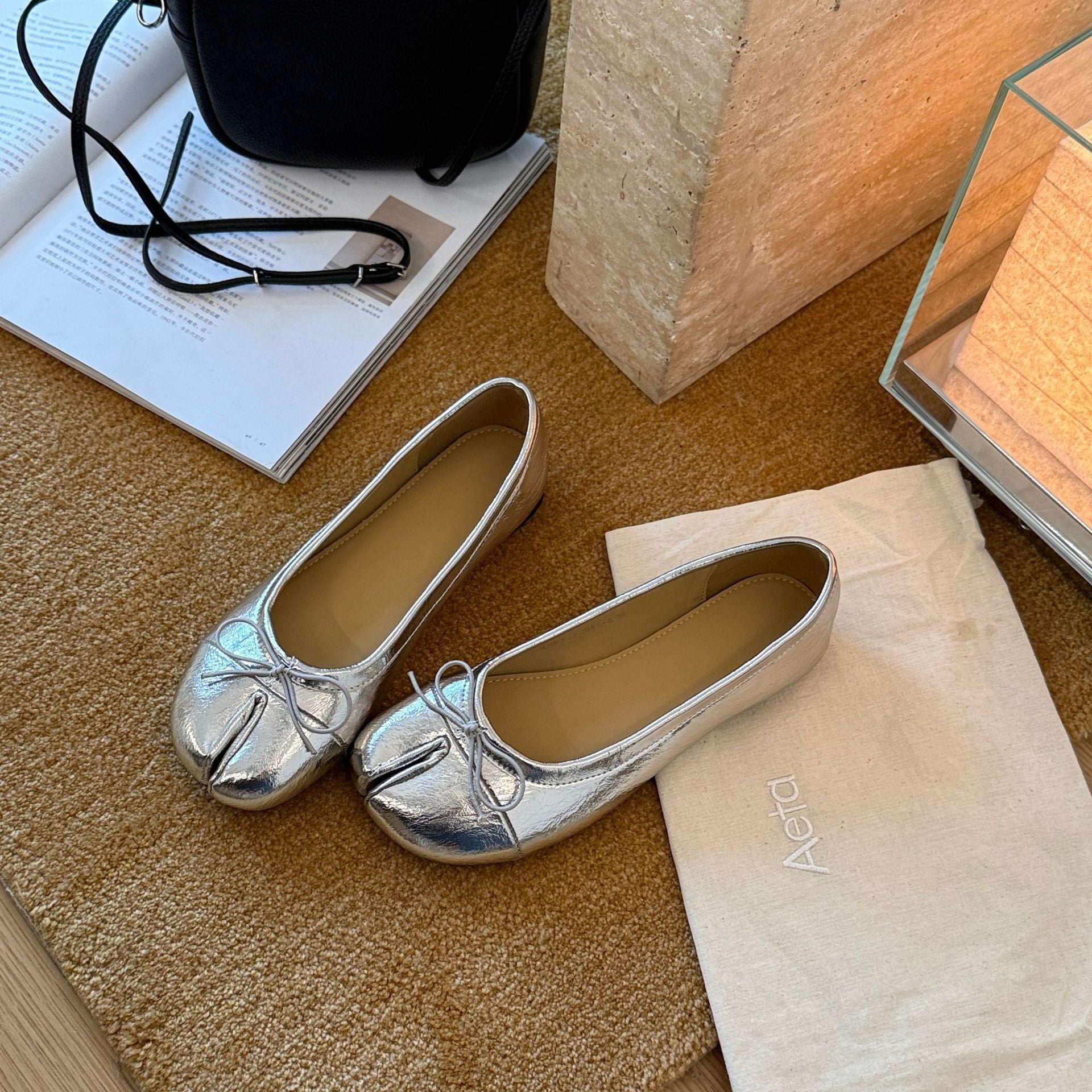 Damen Modische Ballerinas mit eleganter Schleife