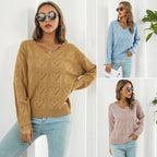 Damen Strickpullover mit Herzmuster und V-Ausschnitt R&B