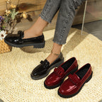 Damen Glänzende Loaferschuhe mit Eleganter Schnalle R&B
