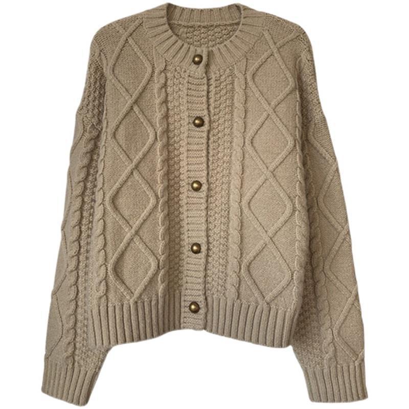 Damen Grobstrick-Cardigan mit Knopfdetails und Zopfmuster R&B