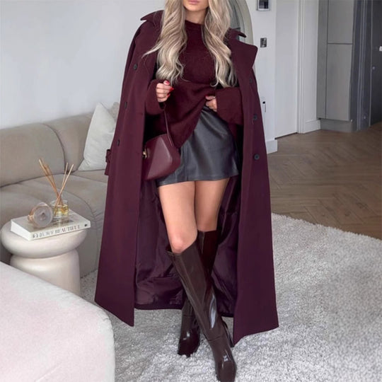 Damen Oversize-Trenchcoat mit doppelter Knopfreihe und großzügigen Taschen R&B