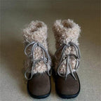 Damen kuschelige Winterboots mit flauschigem Innenfutter und modischen Schnürdetails R&B