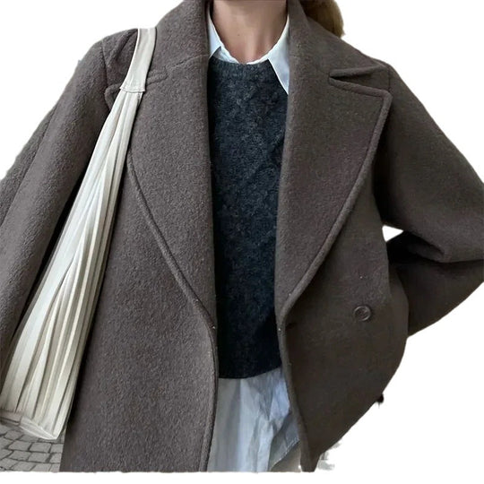 Damen Oversized Wollmantel R&B