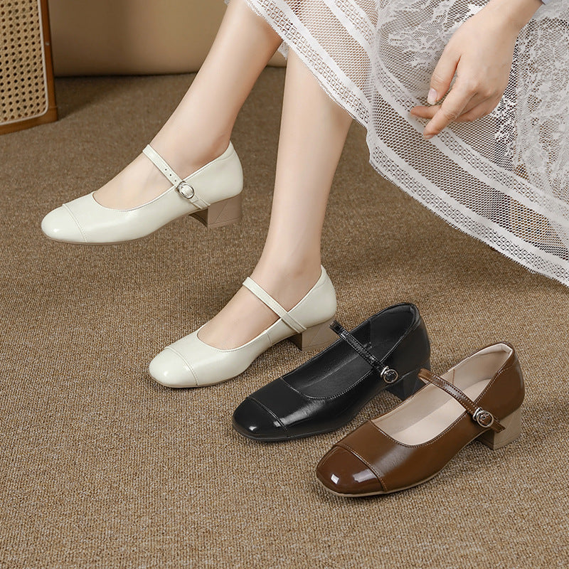 Damen Mary Jane Ballerinas mit verstellbarem Riemen und komfortablem Blockabsatz R&B