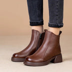 Damen Modische Winterstiefeletten mit kuscheligem Innenfutter und robustem Blockabsatz R&B